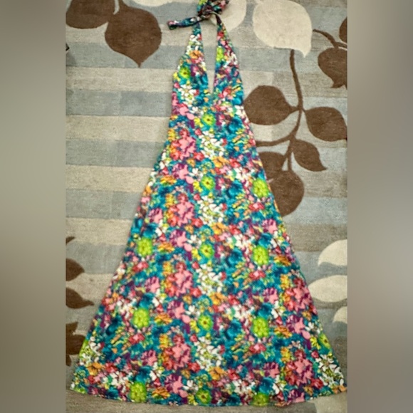 Free People Nouveau Tropic Plunging Halter Neck Linen Blend Bare Back Maxi ZB2 - Picture 11 of 13